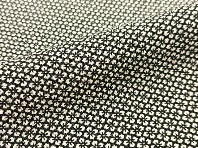 平和屋着物●江戸小紋　小花柄　黒地　鬼しぼ縮緬　正絹　逸品　CABN6085vp
