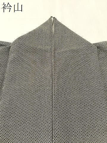 平和屋着物●江戸小紋　小花柄　黒地　鬼しぼ縮緬　正絹　逸品　CABN6085vp