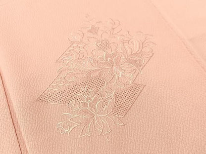 平和屋着物●豪華色留袖　中国三大刺繍　スワトウ刺繍　総刺繍　菱花文　鴇色　正絹　逸品　CABN6089vp