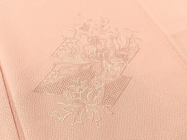 平和屋着物●豪華色留袖　中国三大刺繍　スワトウ刺繍　総刺繍　菱花文　鴇色　正絹　逸品　CABN6089vp