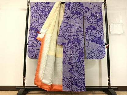 平和屋着物●豪華振袖　総絞り　吉祥花文　正絹　逸品　CABN6093vp