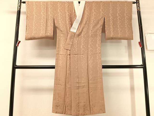 平和屋着物●長襦袢　無双仕立て　舞桜地紋　梅染色　正絹　逸品　CABN6096vp