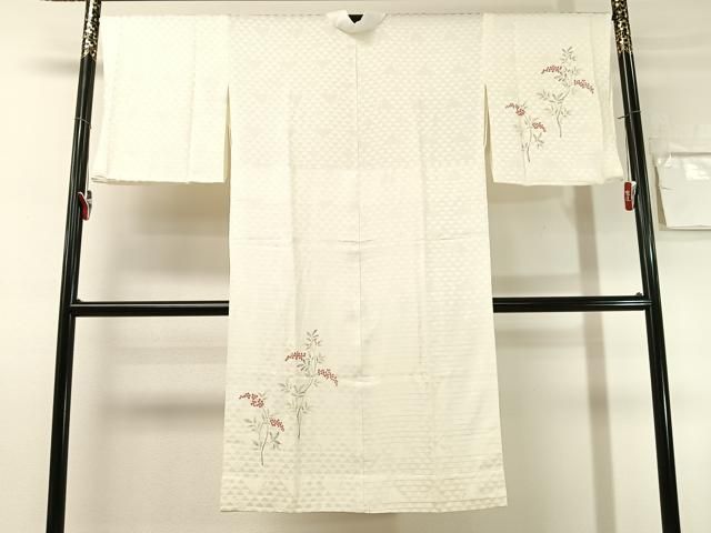 平和屋着物●長襦袢　無双仕立て　手描き　南天文　正絹　逸品　CABN6101vp