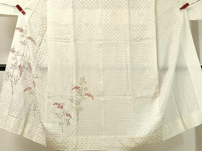 平和屋着物●長襦袢　無双仕立て　手描き　南天文　正絹　逸品　CABN6101vp