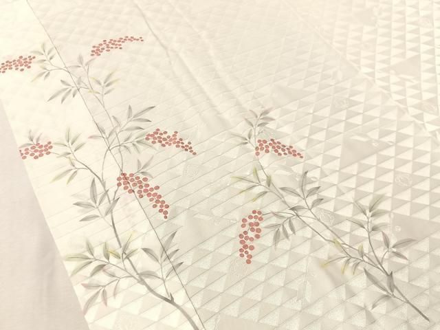 平和屋着物●長襦袢　無双仕立て　手描き　南天文　正絹　逸品　CABN6101vp