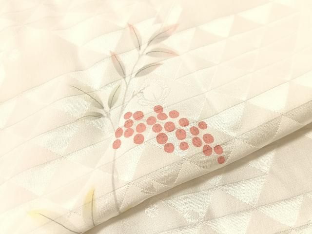 平和屋着物●長襦袢　無双仕立て　手描き　南天文　正絹　逸品　CABN6101vp