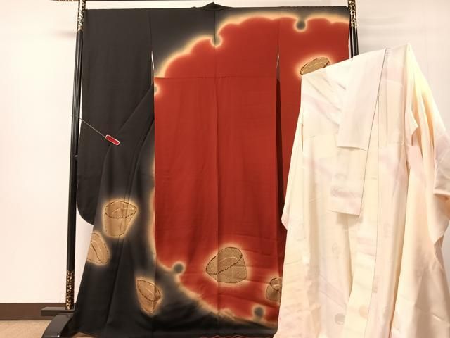 平和屋着物●豪華振袖・長襦袢セット　雪輪　ぽっくり下駄　暈し染め　金彩　正絹　逸品　CABN6103vp