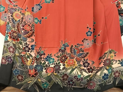 平和屋着物●豪華振袖　紅型　流水花蝶文　暈し染め　正絹　逸品　CABN6107vp