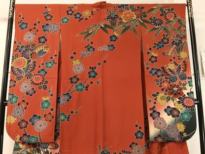 平和屋着物●豪華振袖　紅型　流水花蝶文　暈し染め　正絹　逸品　CABN6107vp