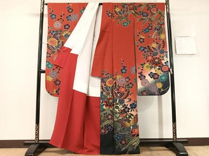 平和屋着物●豪華振袖　紅型　流水花蝶文　暈し染め　正絹　逸品　CABN6107vp