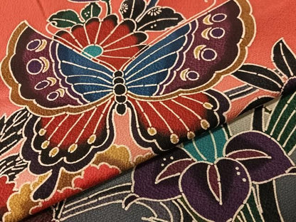 平和屋着物●豪華振袖　紅型　流水花蝶文　暈し染め　正絹　逸品　CABN6107vp