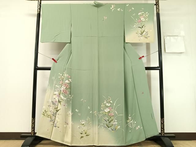 平和屋着物●訪問着　友禅　作家物　草花文　暈し染め　正絹　逸品　CABN6110vp