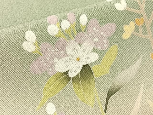 平和屋着物●訪問着　友禅　作家物　草花文　暈し染め　正絹　逸品　CABN6110vp