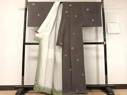 平和屋着物●上質な小紋　作家物　ふくろう　鬼しぼ縮緬　正絹　逸品　CABN6111vp