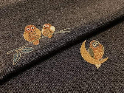 平和屋着物●上質な小紋　作家物　ふくろう　鬼しぼ縮緬　正絹　逸品　CABN6111vp