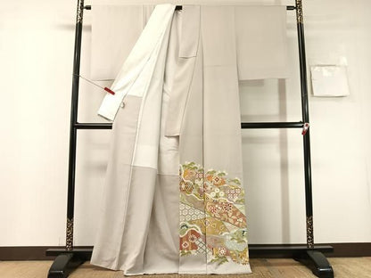 平和屋着物●豪華色留袖　駒刺繍　道長扇面花文　金彩　まるやま扱い　正絹　逸品　CABN6112vp