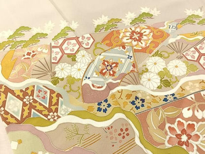 平和屋着物●豪華色留袖　駒刺繍　道長扇面花文　金彩　まるやま扱い　正絹　逸品　CABN6112vp