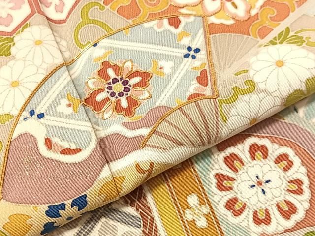 平和屋着物●豪華色留袖　駒刺繍　道長扇面花文　金彩　まるやま扱い　正絹　逸品　CABN6112vp