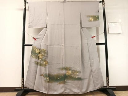 平和屋着物●訪問着　駒刺繍　松ぼっくり　暈し染め　金彩　正絹　逸品　CABN6113vp