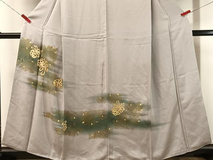 平和屋着物●訪問着　駒刺繍　松ぼっくり　暈し染め　金彩　正絹　逸品　CABN6113vp