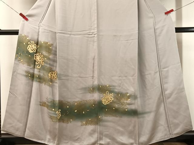 平和屋着物●訪問着　駒刺繍　松ぼっくり　暈し染め　金彩　正絹　逸品　CABN6113vp