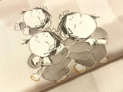 平和屋着物●日本画家　水嶋征夫　訪問着　手描き　童子　まるやま扱い　正絹　逸品　CABN6116vp