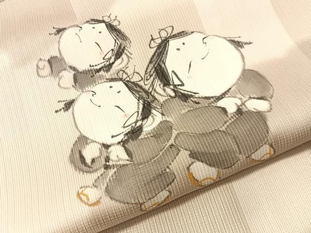 平和屋着物●日本画家　水嶋征夫　訪問着　手描き　童子　まるやま扱い　正絹　逸品　CABN6116vp