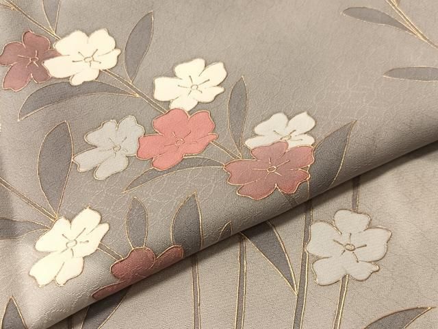 平和屋着物●訪問着　草花文　暈し染め　金彩　正絹　逸品　CABN6117vp