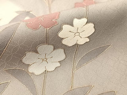 平和屋着物●訪問着　草花文　暈し染め　金彩　正絹　逸品　CABN6117vp