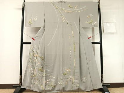 平和屋着物●高橋豊彦　訪問着　刺繍　松竹梅熨斗文　金彩　正絹　逸品　CABN6121vp