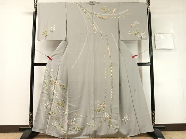 平和屋着物●高橋豊彦　訪問着　刺繍　松竹梅熨斗文　金彩　正絹　逸品　CABN6121vp