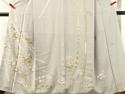 平和屋着物●高橋豊彦　訪問着　刺繍　松竹梅熨斗文　金彩　正絹　逸品　CABN6121vp