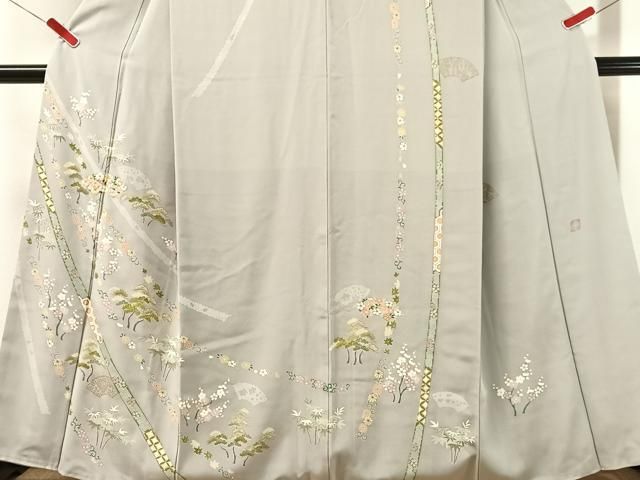 平和屋着物●高橋豊彦　訪問着　刺繍　松竹梅熨斗文　金彩　正絹　逸品　CABN6121vp