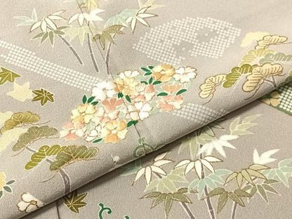 平和屋着物●高橋豊彦　訪問着　刺繍　松竹梅熨斗文　金彩　正絹　逸品　CABN6121vp