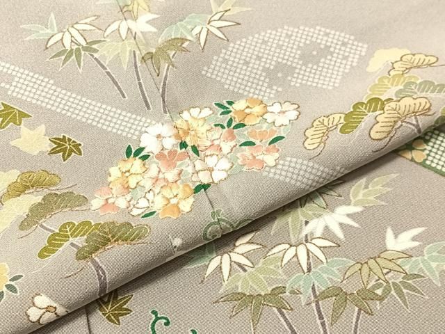 平和屋着物●高橋豊彦　訪問着　刺繍　松竹梅熨斗文　金彩　正絹　逸品　CABN6121vp