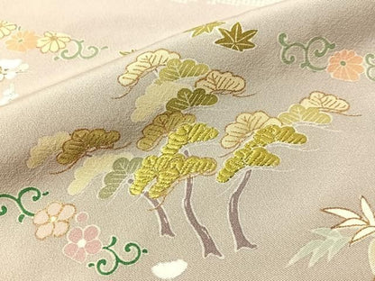 平和屋着物●高橋豊彦　訪問着　刺繍　松竹梅熨斗文　金彩　正絹　逸品　CABN6121vp