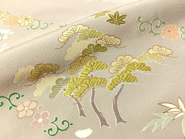 平和屋着物●高橋豊彦　訪問着　刺繍　松竹梅熨斗文　金彩　正絹　逸品　CABN6121vp