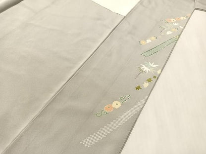 平和屋着物●高橋豊彦　訪問着　刺繍　松竹梅熨斗文　金彩　正絹　逸品　CABN6121vp