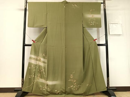平和屋着物●訪問着　駒刺繍　霞桐花文　暈し染め　金彩　正絹　逸品　CABN6122vp