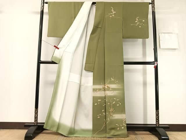平和屋着物●訪問着　駒刺繍　霞桐花文　暈し染め　金彩　正絹　逸品　CABN6122vp