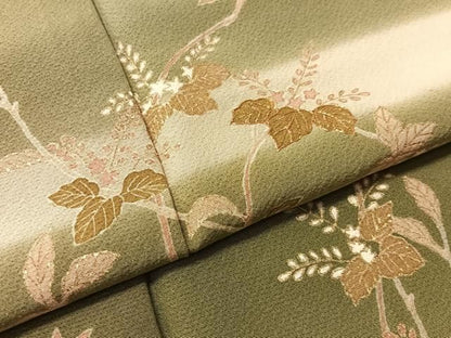 平和屋着物●訪問着　駒刺繍　霞桐花文　暈し染め　金彩　正絹　逸品　CABN6122vp