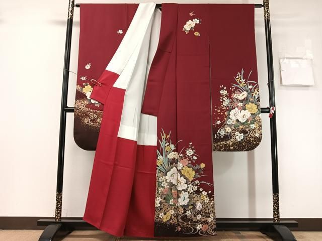 平和屋着物●豪華振袖　刺繍　流水花篭文　暈し染め　金彩　正絹　逸品　CABN6127vp