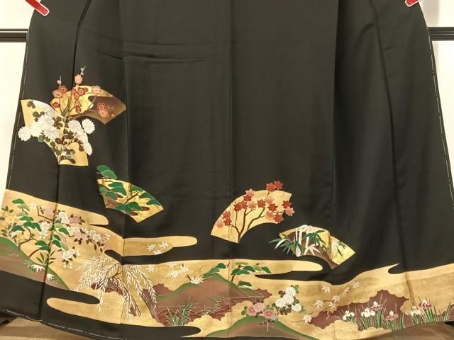 平和屋着物●豪華黒留袖　刺繍　地紙松竹梅　金彩　ますいわ屋扱い　正絹　逸品　未使用　CABN6129vp
