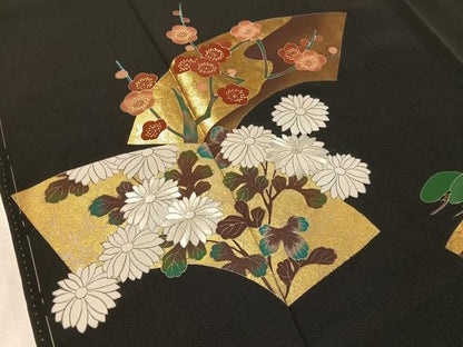 平和屋着物●豪華黒留袖　刺繍　地紙松竹梅　金彩　ますいわ屋扱い　正絹　逸品　未使用　CABN6129vp