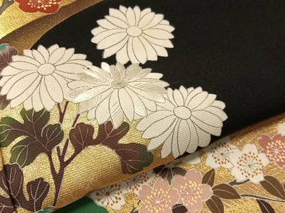 平和屋着物●豪華黒留袖　刺繍　地紙松竹梅　金彩　ますいわ屋扱い　正絹　逸品　未使用　CABN6129vp