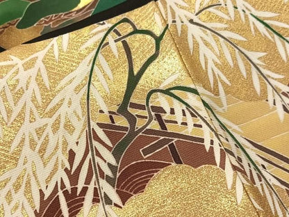 平和屋着物●豪華黒留袖　刺繍　地紙松竹梅　金彩　ますいわ屋扱い　正絹　逸品　未使用　CABN6129vp