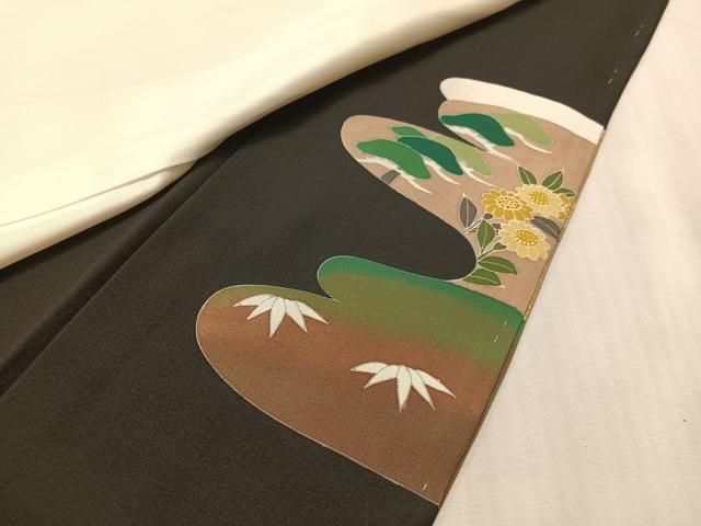 平和屋着物●豪華黒留袖　刺繍　地紙松竹梅　金彩　ますいわ屋扱い　正絹　逸品　未使用　CABN6129vp