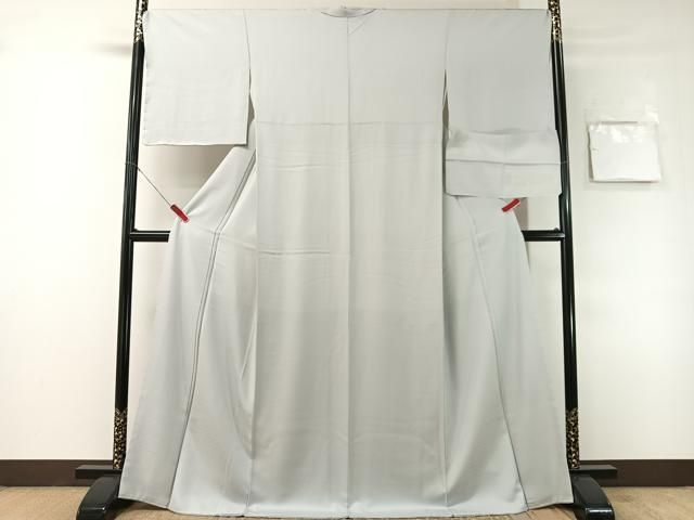 平和屋着物●上質な色無地　白花色　ロング丈　反端付き　正絹　逸品　未使用　CABN6136vp