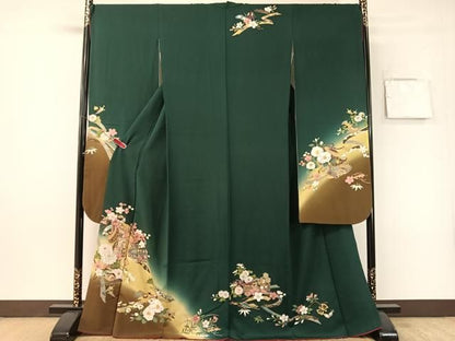 平和屋着物●豪華振袖　駒刺繍　誰が袖花文　暈し染め　金彩　正絹　逸品　CABN6138vp