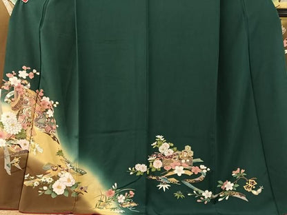 平和屋着物●豪華振袖　駒刺繍　誰が袖花文　暈し染め　金彩　正絹　逸品　CABN6138vp
